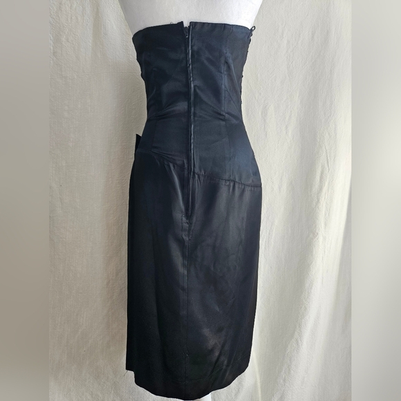 VTG Womens Black Cocktail Dress by Steppin Out Strapless Sequin Lace Bow Sz 6 - Picture 5 of 14